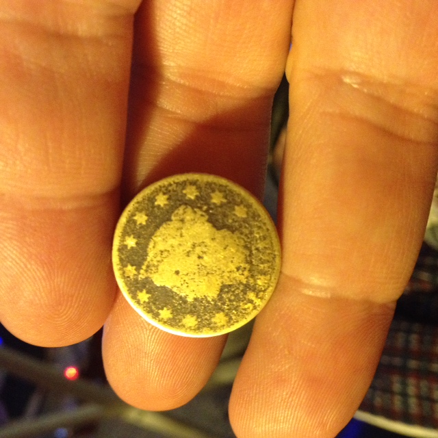 Unfamiliar-Brass-Token?-Coin?-Very-Worn...